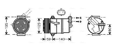 Компрессор кондиционера Opel Astra H (04-), Zafira B (05-) 1.9CDTi AVA AVA COOLING OLAK437