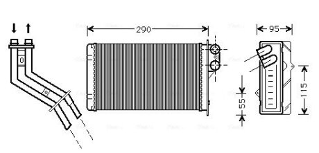 Радиатор обогревателя RENAULT SCENIC I (96-) (выр-во AVA) AVA COOLING RT6227 (фото 1)