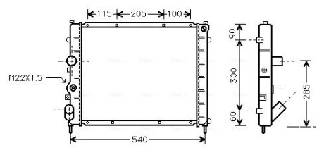 Радіатор охолодження двигуна KANGOO 15D/19D MT -AC 97- (Ava) AVA COOLING RTA2215 (фото 1)