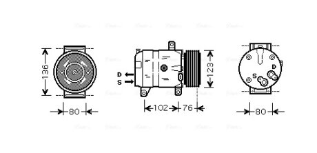 Компрессор кондиционера Renault Trafic II/Opel Movano/Nissan Interstar (99-) 1.9 AVA COOLING RTAK069