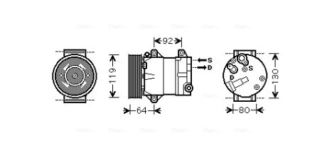Компресор кондиціонера Renault Megane II, Scenic II (03-) 1.9DCi, 2.0i AVA AVA COOLING RTAK429