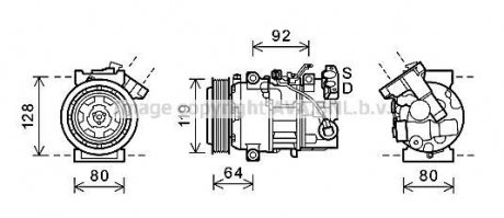 Компрессор RENAULT MEGANE 2.0i/SCENIC 1.9DCi (AVA) AVA COOLING RTAK492 (фото 1)