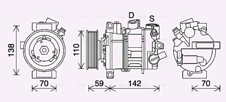 Компрессор кондиционера Audi A1, A3, A4, Q3/Seat Leon, Ibiza/Skoda Fabia, Octavi AVA COOLING VNAK401