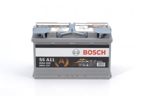 Акумуляторна батарея S5 AGM 80Ah, EN 800 правий "+" 315x175x190 (ДхШхВ) с-ма START-STOP BOSCH 0092S5A110