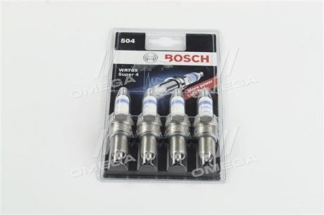 Свеча зажигания WR78X SUPER4 (NIVA 1.7i, DAEWOO MATIZ 0.8) (4 шт. блест.) (выр-во) BOSCH 0242232804