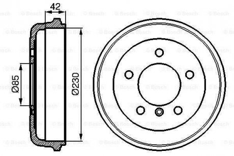 DB Барабан тормозной задний 207-210 230X42 BOSCH 0986477101