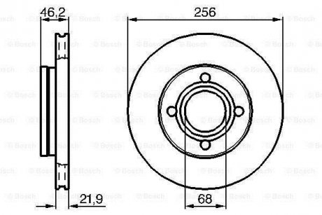 Диск тормозной перед. (вентил.) AUDI 80 86-91, 100 -90 (256*22) BOSCH 0986478018