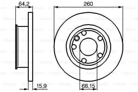 Диск тормозной перед. VW T4 1,8 -92 (260*16) BOSCH 0986478547