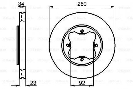 Диск тормозной передний HONDA Accord ROVER 600 (260*23) BOSCH 0986478568