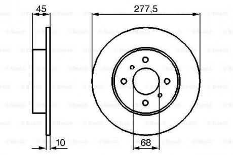 Диск тормозной задний (277,5*10) NISSAN Primera -01. BOSCH 0986479105