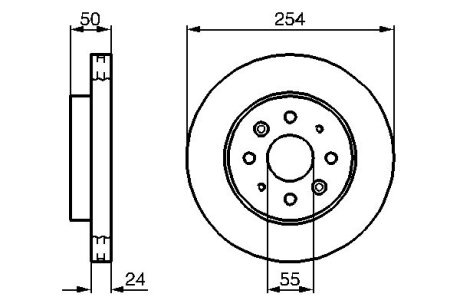 Тормозной диск пер. Kia Rio 02-05 (254*24) BOSCH 0986479231