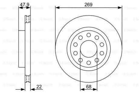 VW AUDI Диск торм. задний A6 -05 BOSCH 0986479366