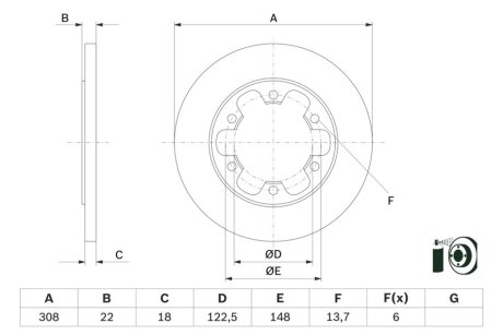 Диск торм. зад. FORD TRANSIT 15- BOSCH 0986479D43