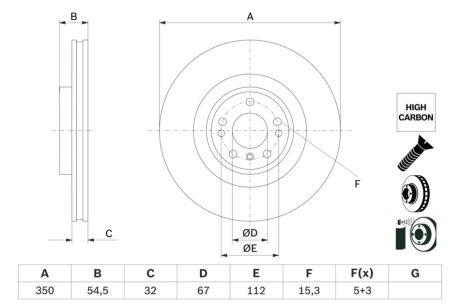 ДИСК тормозной передний BOSCH 0986479E99