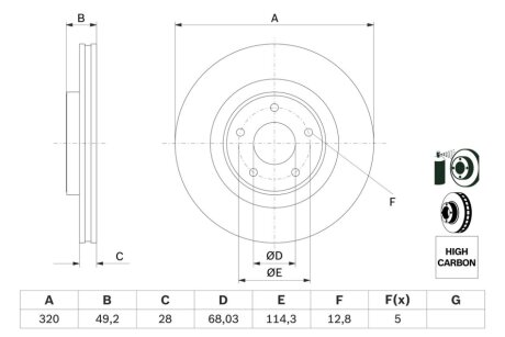 Диск тормозной BOSCH 0986479F33