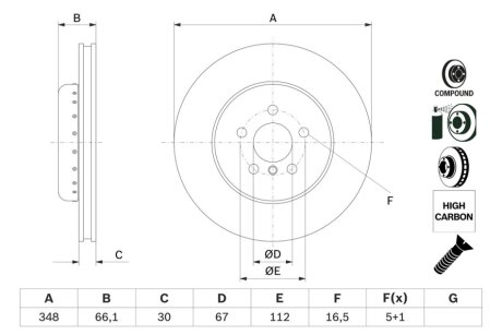 Диск гальмівний передній BOSCH 0 986 479 F57