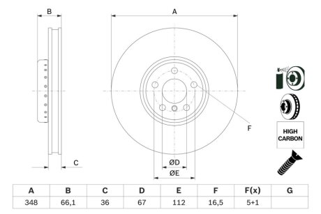 ДИСК ПЕРЕДОЙ ПРАВЫЙ COMPOUND BOSCH 0 986 479 F59