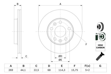 Тормозной диск BOSCH 0986479F65 (фото 1)