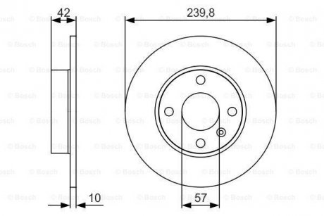 Диск тормозной задн. OPEL Astra G/H (240*10) (4-отв.) BOSCH 0986479S52