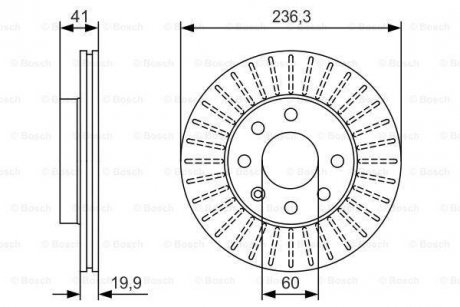 Диск тормозной перед. (вентил.) OPEL Ascona, Astra, Kadett E, Vectra A DAEWOO Lanos, Nexia BOSCH 0986479S98