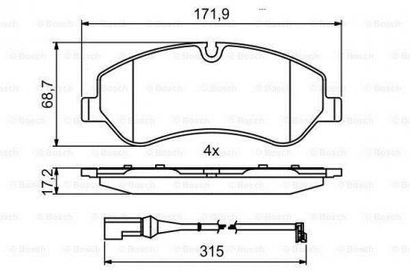 Колодки гальмівні дискові BOSCH 0986494844