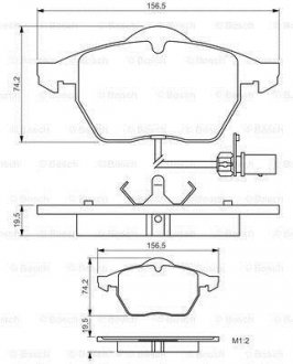 Тормозные колодки перед.VW Passat 97- AUDI 100 91-, A6 94-(круглый разъем) BOSCH 0986495232 (фото 1)