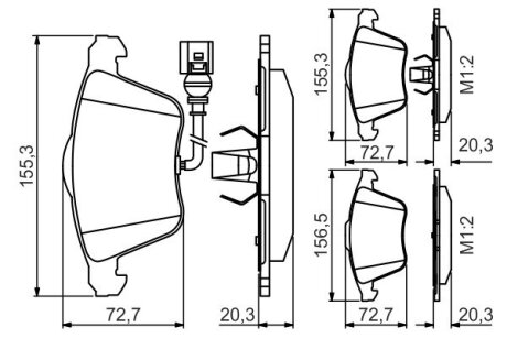 Тормозные колодки перед. AUDI A3/TT VW Golf V, Passat 05- SEAT Leon (с датч.) BOSCH 0986495356 (фото 1)