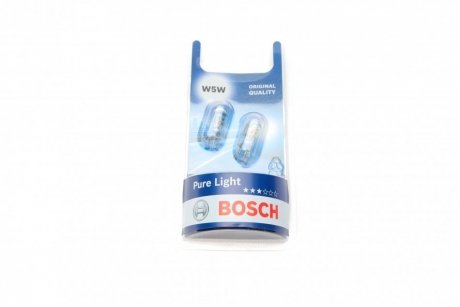 Лампа 12V 5W W5W W2, 1x9, 5d PURE LIGHT 2шт blister (вир-во) BOSCH 1 987 301 026