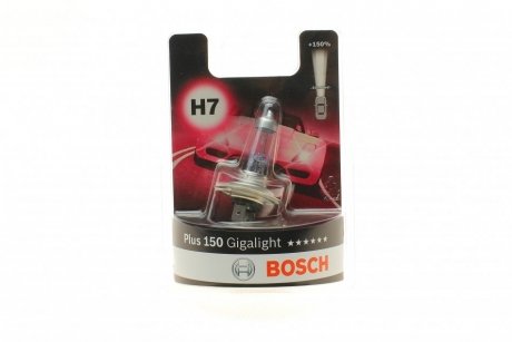 Лампа розжарювання H7 12V 55W PX26d GigaLight +150 (blister 1шт) BOSCH 1987301137