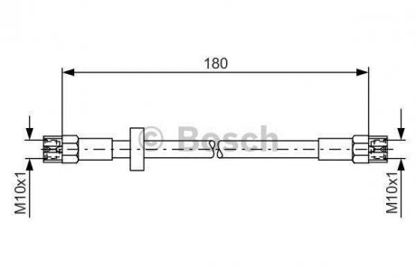 Шланг тормозной задн. (180мм) VW GOLF, JETTA, PASSAT -88 AUDI 100 -91, A80 -89 BOSCH 1987476216