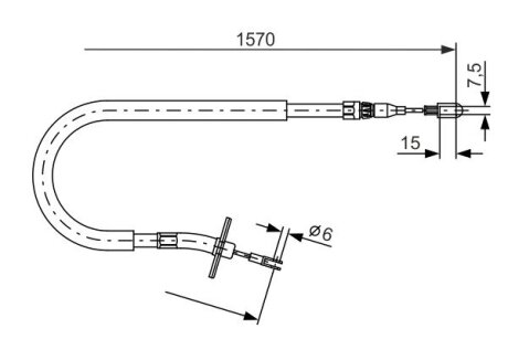 DB Трос ручного тормоза SPRINTER 97 1565 1390 лев. BOSCH 1987477860