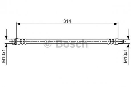 Шланг тормозной пер. (15&quot;) DACIA Logan 07- BOSCH 1987481718