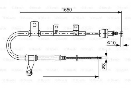 HYUNDAI Трос ручн.тормоза лев.Matrix 01- BOSCH 1987482074