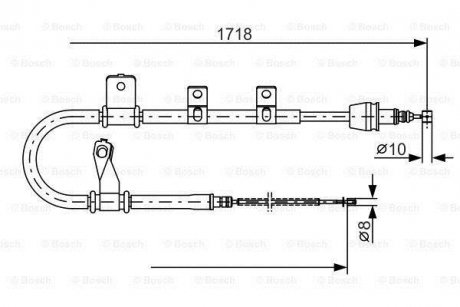 HYUNDAI Трос ручн.тормоза прав.Matrix 01- BOSCH 1987482075