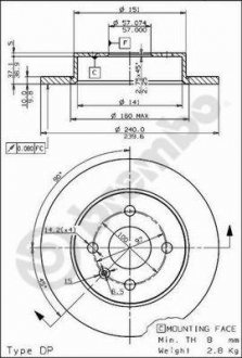 Тормозной диск BREMBO 08.7626.75 (фото 1)