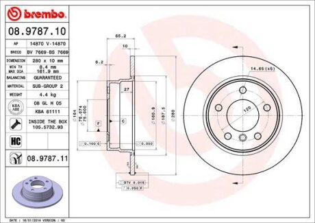 Тормозной диск BREMBO 08.9787.11