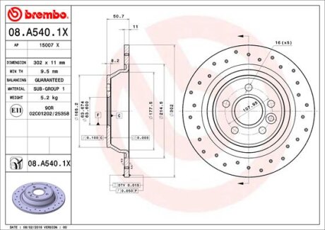 Гальмівний диск BREMBO 08.A540.1X