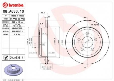 Гальмівний диск BREMBO 08.A636.10