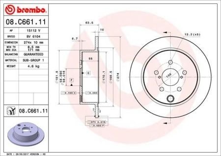 Диск тормозной BREMBO 08.C661.11