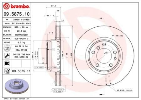 Гальмівний диск BREMBO 09.5875.11