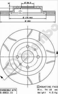 Диск тормозной BREMBO 09.8903.75