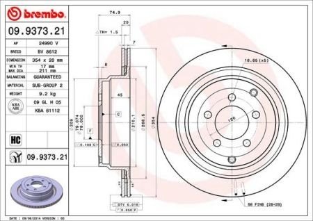 Диск тормозной BREMBO 09.9373.21