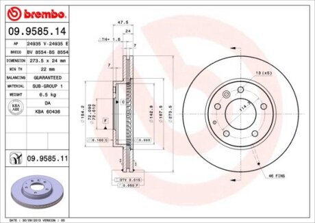 Гальмівний диск BREMBO 09.9585.11