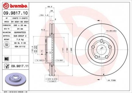 Диск тормозной BREMBO 09.9817.10