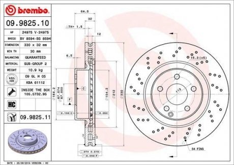 Тормозной диск BREMBO 09.9825.11