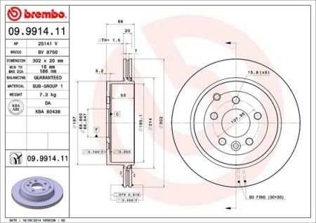 Диск тормозной BREMBO 09.9914.11