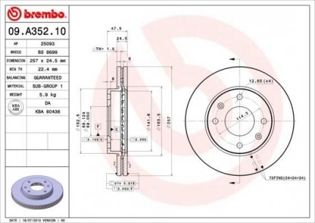 Тормозной диск BREMBO 09.A352.10