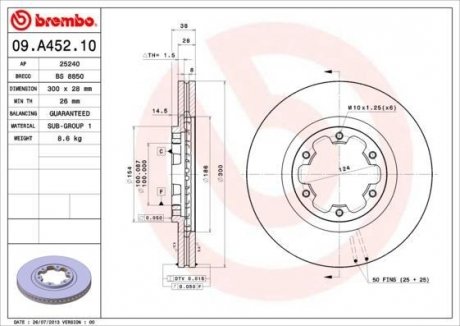 Тормозной диск BREMBO 09.A452.10