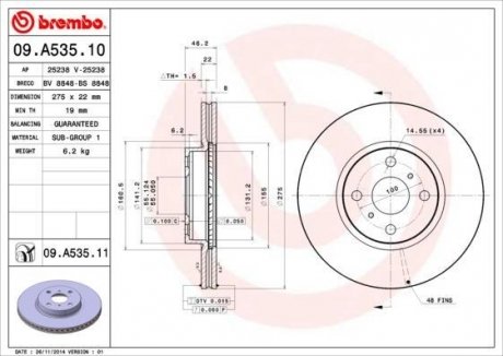 Гальмівний диск BREMBO 09.A535.11