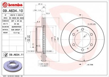 Диск тормозной BREMBO 09.A634.10 (фото 1)